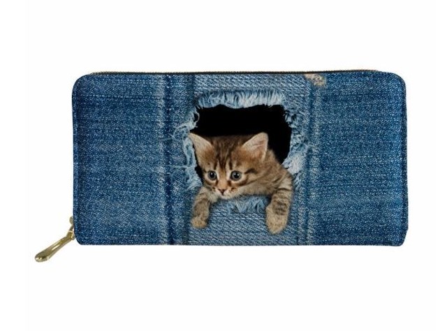 デニムからひょっこり 猫 アメショー がかわいい長財布 猫グッズ 猫雑貨通販 にゃん処