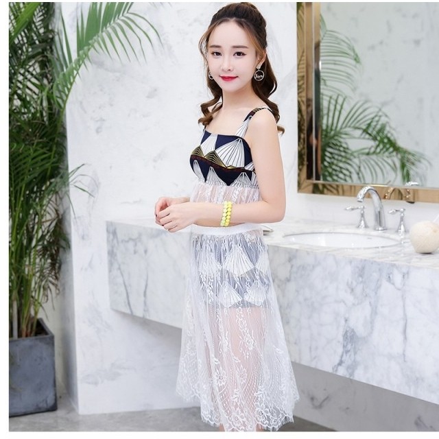 レディース ワンピース 春夏 シースルーワンピース ｔシャツ レディース ワンピース ロング丈 ドッキングワンピース チュニック レース Basecamp49