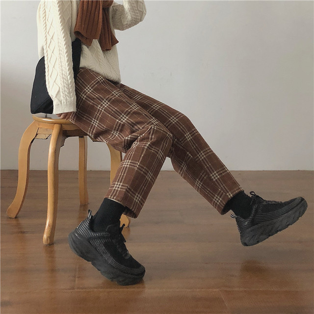 〈1周年記念リクエスト〉ハイウエストあったかチェックパンツ【high waist warm check pants】