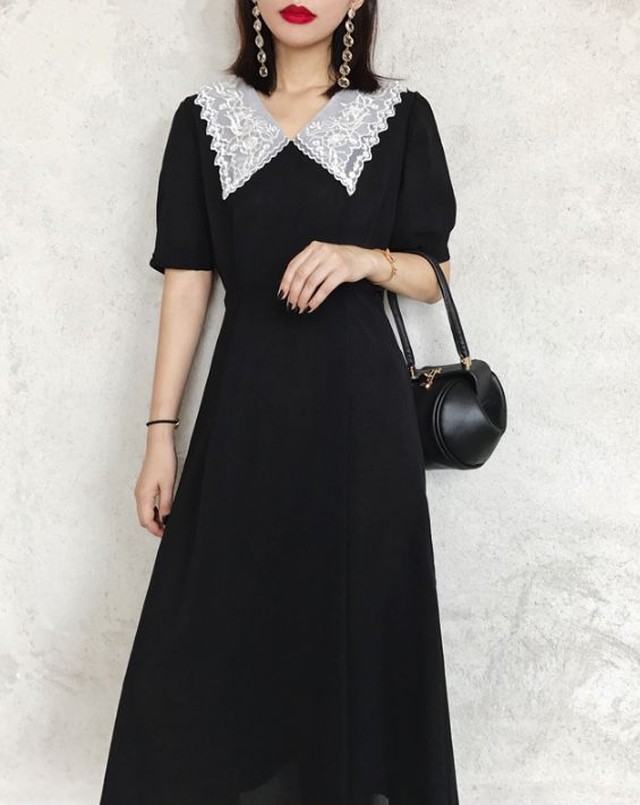 ロングドレス 黒 ドレス ワンピース 黒 フォーマル ワンピース 大きいサイズ お呼ばれ ワンピース 入学式 Vネック Jm4322 Dress No Sato