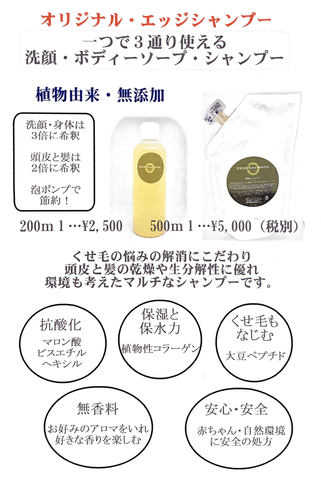 身体にうれしい エッジシャンプー 無香料 レフィル500ml ビサイジュ オンラインショップ