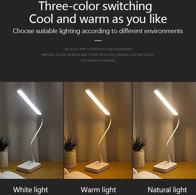Ledデスクライト Usb 充電可能タイプ 色温度3段階切り替えできる 電球色 昼光色 昼白色 楽しい雑貨と包装資材のお店 Cospari