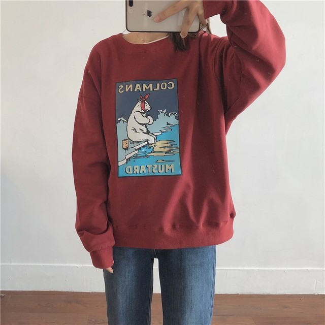 〈カフェシリーズ〉虫歯くまさんのビッグシルエットセーター【Caries bear big silhouette sweater】