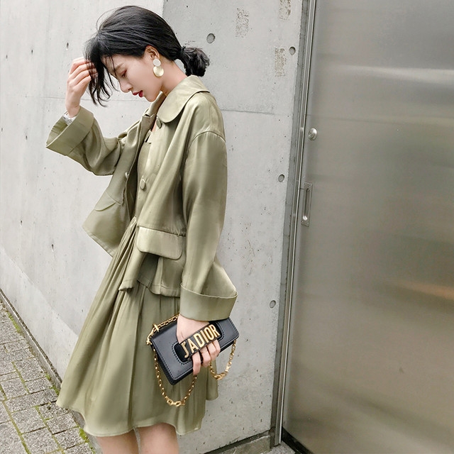 セットアップ ワンピース ノースリーブ ウエスト切り替え 膝丈 アウター 長袖 アースカラー 夏 旅行 大人 上品 着回し 通勤 フリースタイル 清涼感 爽やか きれいめ カジュアル トレンド 韓国 流行り Preirie East プレイリー イースト