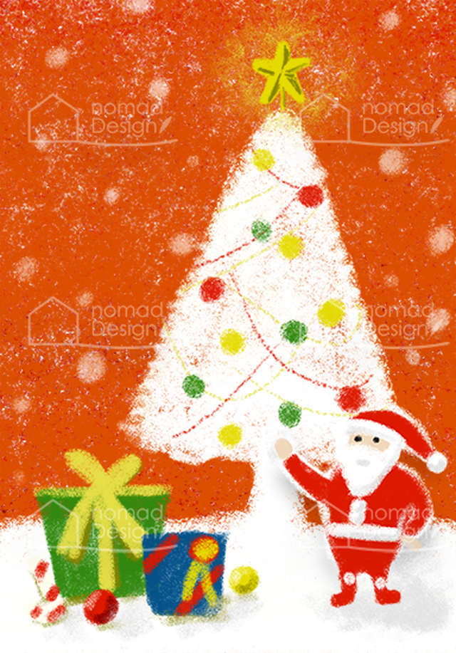 背景素材 クリスマスツリーとサンタさん Nomad Design