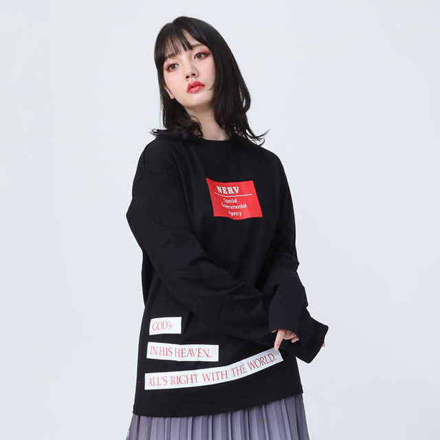 【FLOWER by RADIO EVA 019】NERV Box and Lettering Long T-Shirt BLACK / EVANGELION エヴァンゲリオン