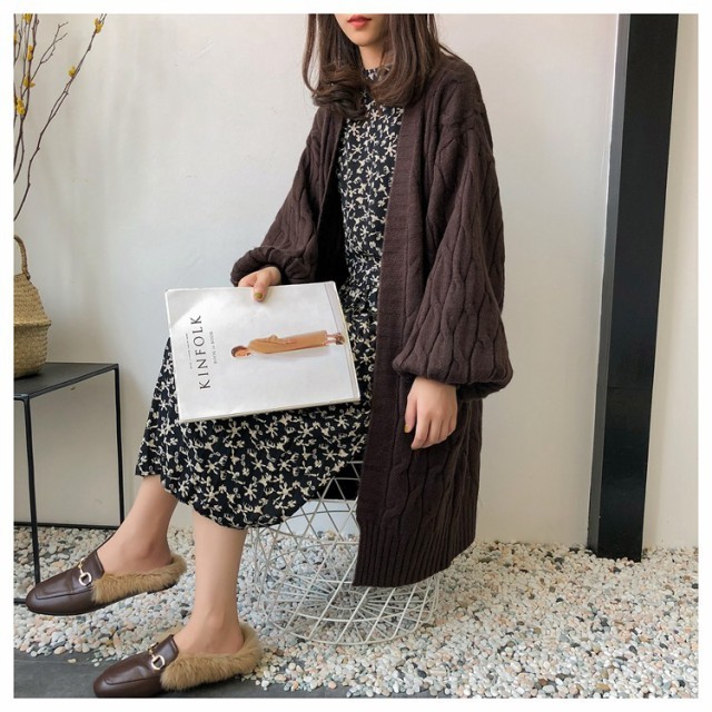 全5色 ケーブルニット カーディガン コーディガン アウター ロング丈 レディース ゆったり 大きめ オーバーサイズ 無地 A153 Happinessshop ハピネスショップ レディース ファッション アイテム トレンド