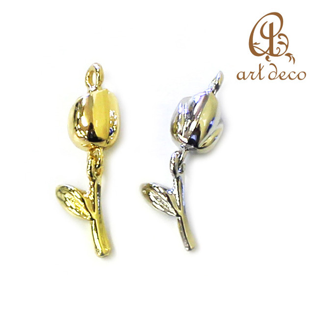 チャーム チューリップ 花 2個 パーツ アクセサリー オリジナル ハンドメイド 材料 卸 装飾 ペンダント キーホルダー 25mm 6mm 問屋 卸売り Cha アクセサリーパーツ アールデコ