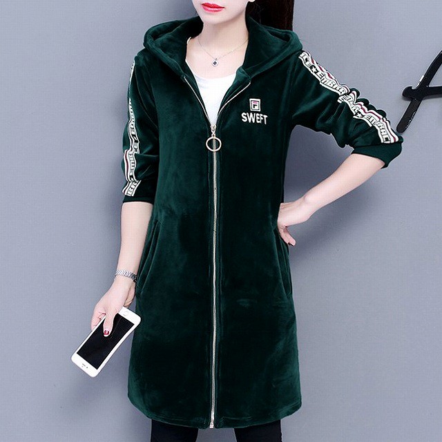 ジャケット レディース コート 秋冬 コーデ ジャンパー 羽織り 長袖 フード付き ベロア 大きいサイズ カジュアル 着やせ おしゃれ 韓国風 Ol ブラック 30代 ワンピの里