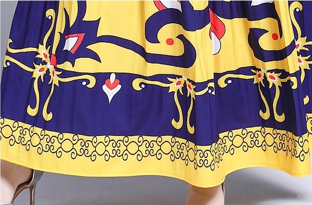 ボウタイ付き フリル マキシ丈 ワンピース 長袖 ロング丈 ドレス 東欧風 テキスタイル 個性的 トライバル柄 花柄 秋冬 お出かけ 謝恩会 発表会 パーティー エレガント 上品 Like Fashion