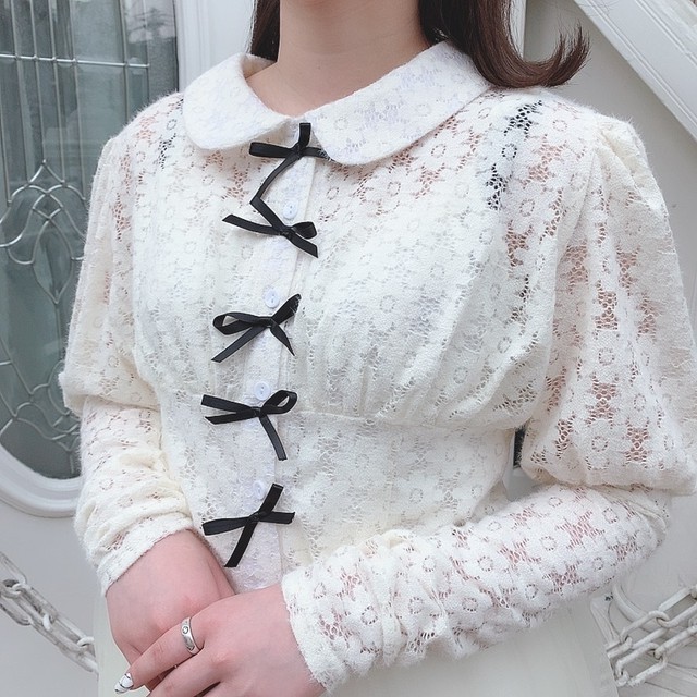 花レースリボンブラウス Audreyharajuku 花レースリボンブラウス Audreyharajuku