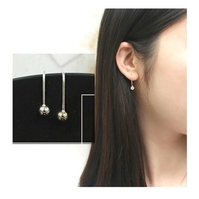 925シルバーピアス 丸玉ピアス 丸玉フープピアス シンプルピアス 上品なピアス可愛いピアス アレルギー対応 18kgp No 5017 Yc Mikajewelry