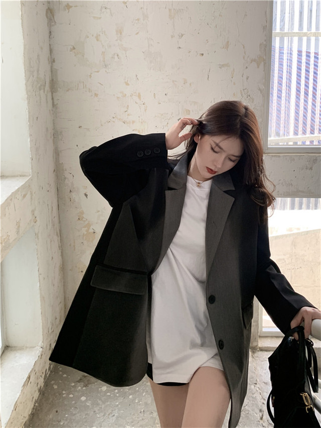 新作 グレージャケット スーツジャケット ルーズ ブルゾン レディース アウター ハウスクショップ