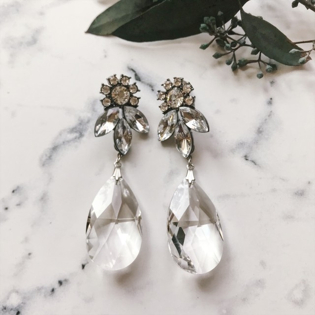 E 21 スワロフスキークリスタル ハンドメイドブライダルピアス イヤリング ウェディング ブライダルアクセサリーショップ Just Married ジャストマリッド