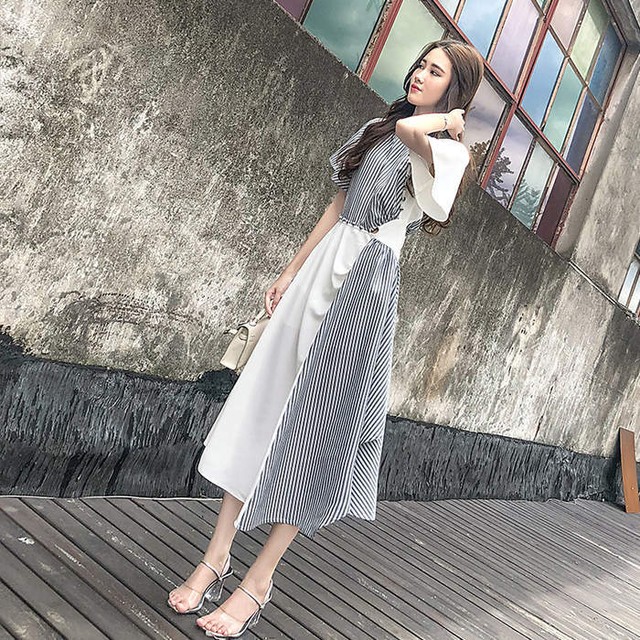 Cest X0029 女性の服 ラウンドネック 半袖 ストライプ ロングワンピース ロングワンピース シャツワンピース ロング丈 格安 19新作ドレス Onlythebestオンリーザベスト Cest X0029 女性の服 ラウンドネック 半袖 ストライプ ロングワンピース ロングワンピース シャツワンピース ロング丈 格安 19新作ドレス Onlythebestオンリーザベスト
