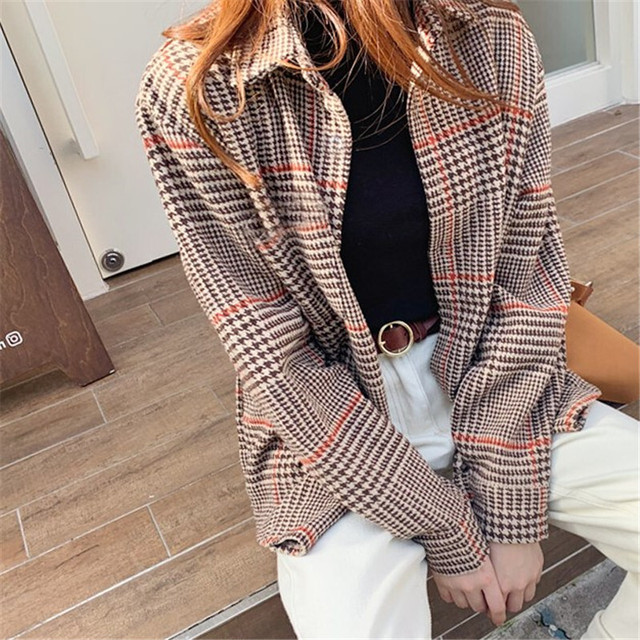 ジャケット アウター レトロ グレンチェック 長袖 肩掛け 羽織り 秋冬 ゆったり カジュアル 大人可愛い レディース おでかけ 女子会 デート Lightworks