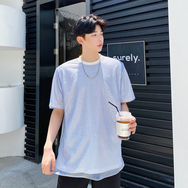 Summer Two Piece Patchwork T Shirts 韓国ファッション 韓国メンズファッション 韓国メンズファッション High Rise From Seoul