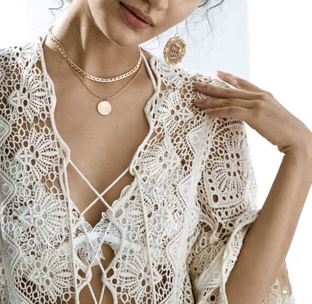 鍵編みレースマキシワンピース Fanfan Closet ファンファンクローゼット