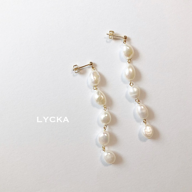 淡水パール ロング ピアス イヤリング Lycka 淡水パール ロング ピアス イヤリング Lycka