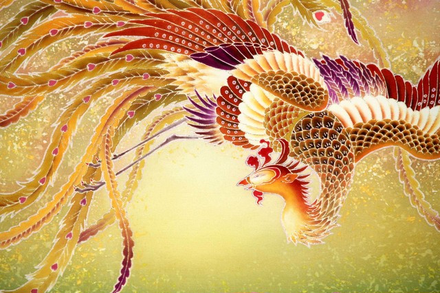 鳳凰の絵 悠久 染め絵 龍 龍神 鳳凰 アトリエ一耕