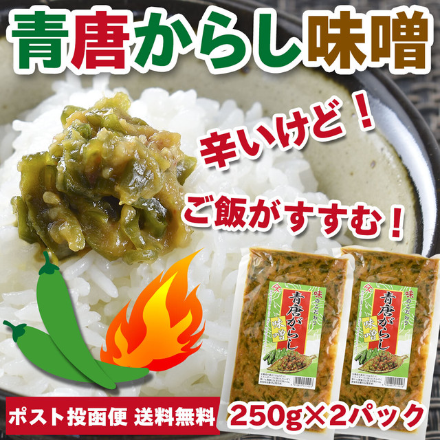 ポスト投函便 同梱不可 青唐辛子味噌 250g 2パック 青唐がらし味噌 青唐辛子みそ 青とうがらし味噌 送料無料 おつまみ 肴 お取り寄せ Foodsline フーズライン カニ 蟹しゃぶ 海鮮など全国の逸品をお得にお届け