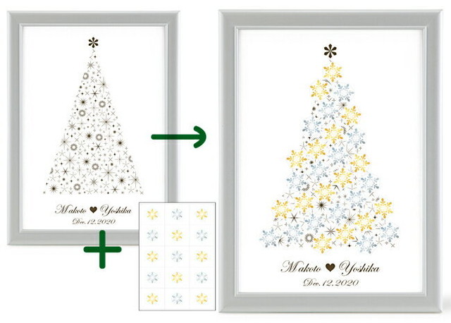 ゲスト参加型メッセージシールのウェルカムボード スノーツリー 雪の結晶のシール30枚 ペン6色付き 30 40名用 営業日7 10日で出荷予定 お急ぎ料金込み 結婚式 ウェディング 結婚祝い プレゼント P76 Enw 018 幸せデリバリー リングピローなどの結婚式