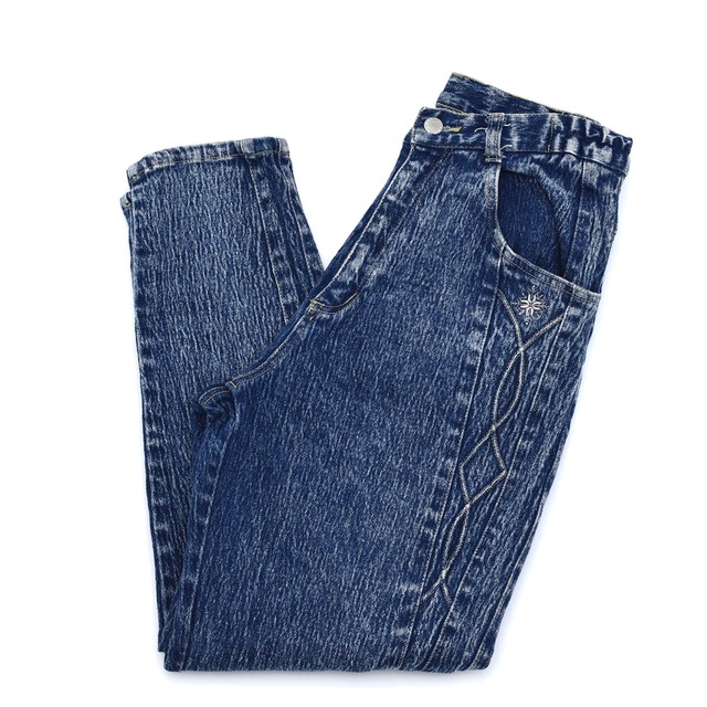 Chemicalwash design demim tapered pants