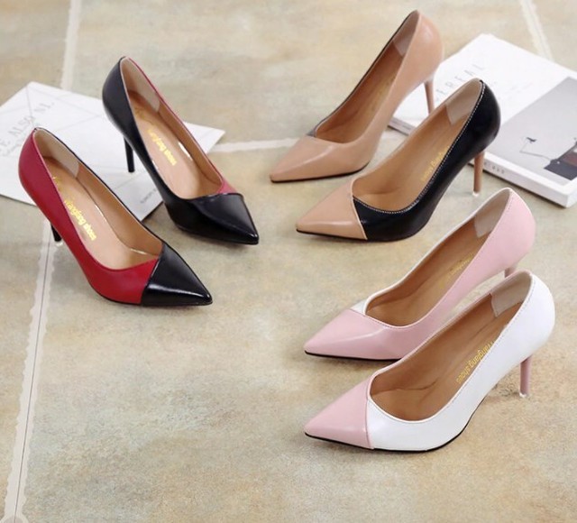 Olファッション 春夏パテントレザー パンプス レディースファッション スペル色 ハイヒール ブライダル パーティ 結婚式 シューズ レッド ブラック ワールドトレンドショップ