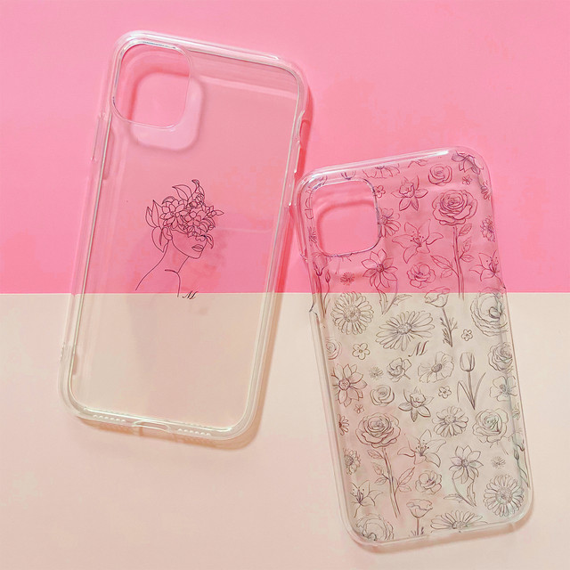 無料イニシャル 全機種対応スマホケース 手書き花柄総柄アート 韓国 Iphoneケース Androidケース Usagi Case ウサギケース 韓国iphoneケース通販