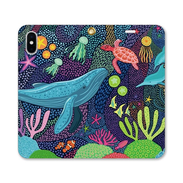 【iPhoneケース/手帳型】夜の海洋生物たち