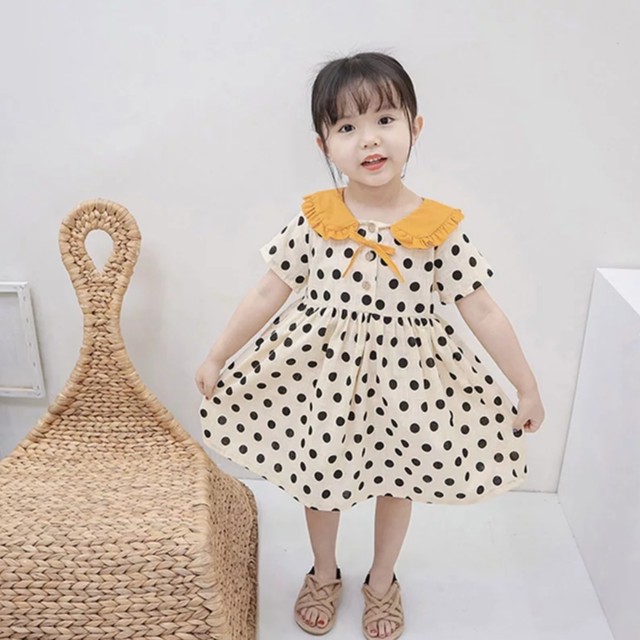 送料無料 海外子供服 フリル襟ドットワンピース 子供 キッズ 女の子 ベビー子供服 雑貨 出産祝い ギフト Select Shop K J Style