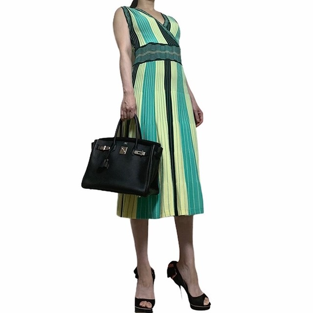 9800 サマーニットグラデーションワンピース 緑系 Mistyselect