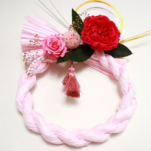 しめ縄リースアレンジ ピンク Liley Craftworks