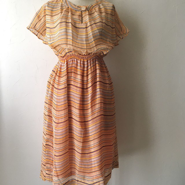 夏色オレンジシャーベットワンピース 昭和レトロ ヴィンテージ 古着と雑貨のお店 Balalaika