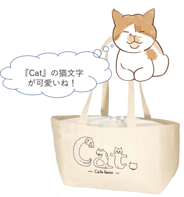 Gattoオリジナル 猫文字 レジかご保冷トート 福岡の猫カフェ里親募集型保護猫 古民家 Cafe Gatto