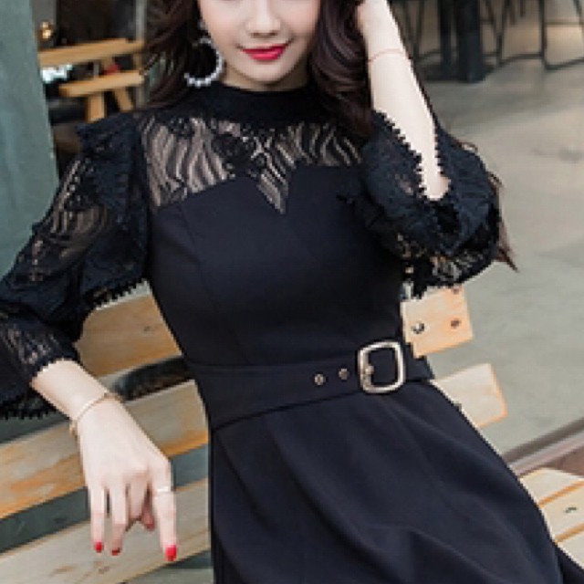 ଘ ଓ ベルト付き レースアップ Aラインワンピース ଘ ଓ 量産型 地雷 ジャニオタ Princesshyatt 量産型 地雷系原宿系パンクストリートブラック韓国系厚底リュック