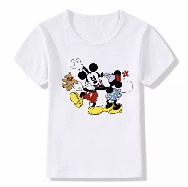 318 ディズニーのプリントtシャツ ミッキー ミニー 親子でおそろい ペアルック リンクコーデ Mom Me