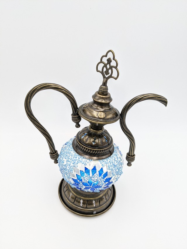 コンセント不要電池式ライト付き アラジンポット ブルー Zakurotokyo