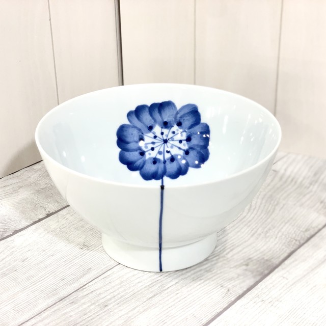 【波佐見焼】【和山窯】【広東丼小】【一輪花】 どんぶり 花柄 かわいい 手描き