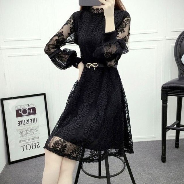 ワンピース ドレス パーティードレス 安い 結婚式 お呼ばれ 二次会 長袖 シースルー レース ひざ丈 ひざ上 大きいサイズ A1099 Happinessshop ハピネスショップ レディース ファッション アイテム トレンド