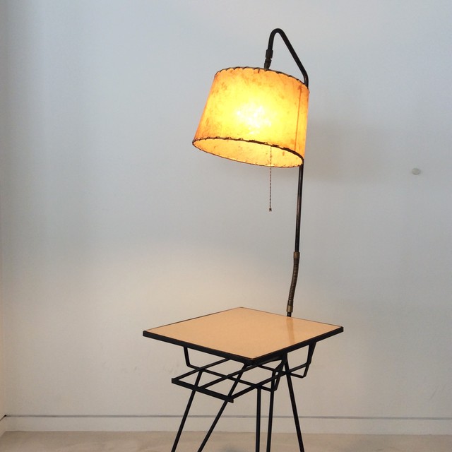 Vintage Floor Lamp With Side Table Fip Sa, Vintage Floor Lamp