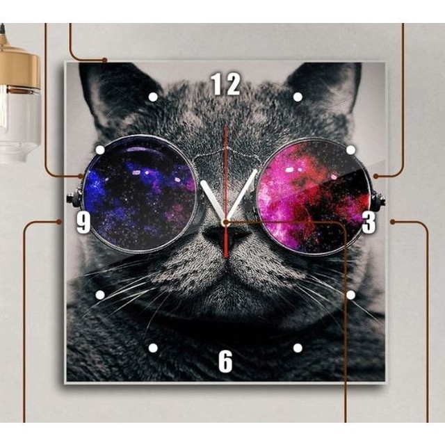 サングラス猫のデザインがおしゃれでかわいい壁掛け時計 猫グッズ 猫雑貨通販 にゃん処
