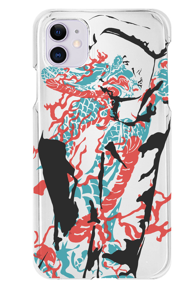 オリジナルイラスト スマホカバー ソフト クリア Iphone 11 対応 刺青 Dragon Woman シンプル モノクロイラスト 切り絵風 セクシー 女性 Yunamono