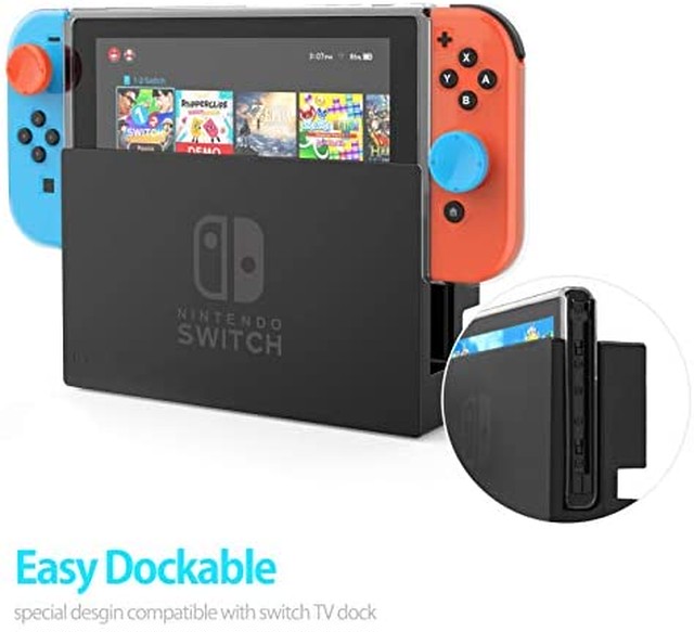 Jpcs ニンテンドースイッチ カバー Heystop Switch カバー ドック対応 スイッチ カバー Switchガラスフィルム１枚 親指キャップ６枚 Tpu製ソフトケース ジョイコンカバー クリア ケース 透明 超薄 分体式 全面保護 分解簡単 指紋防止 気泡ゼロ 高透過率 高感度 Az