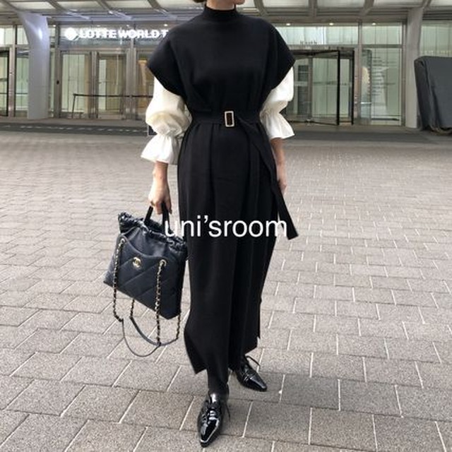 Uni S Room 都会的大人コーデ ベルト付 ニットワンピース 韓国プチプラ レディースファッション専門店 Flowery