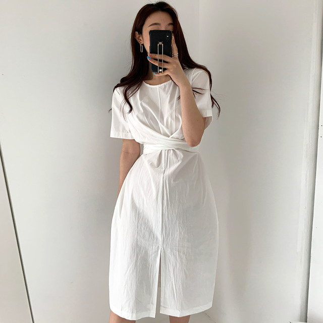 無地 クロス シンプル ワンピース 夏 人気 おしゃれ エレガント 3色 Nikkihouse