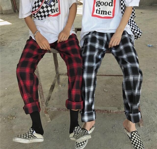 チェックパンツ 赤 黒 緑 黄色 ストリート ダンス スケボー 衣装 オルチャン Nshop1623