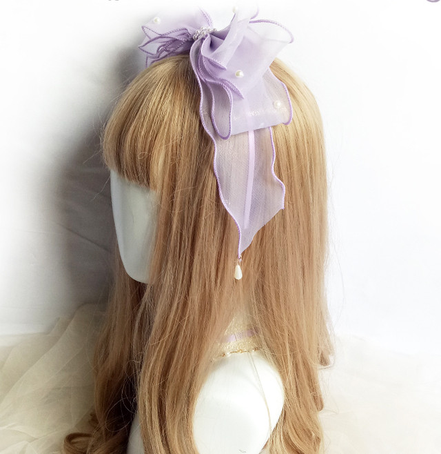 ロリータ ラベンダーカラー カチューシャ ヘッドドレス ヘアアクセサリー 透け感 春夏 リボン 甘ロリ Loli1748 Luxury