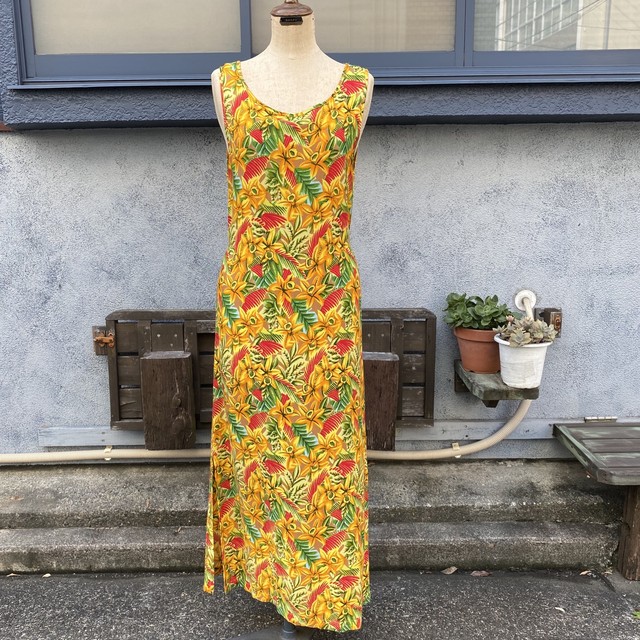 Used 花柄レーヨンワンピース ノースリーブワンピース レディース古着屋 Kalanchoe カランコエ Used Vintage