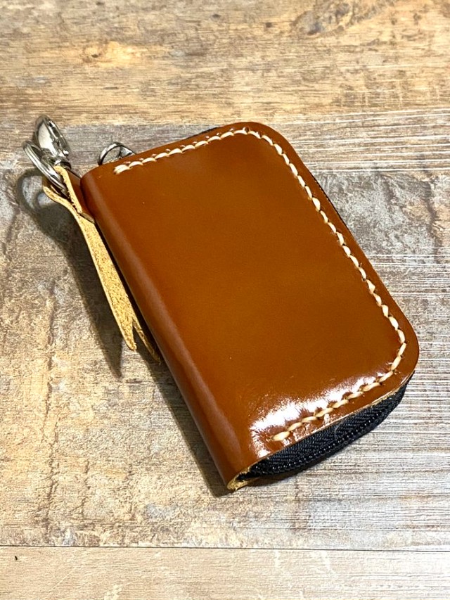 キーケース メンズ レディース 本革 ユニセックス キーホルダー ラウンドファスナー キーリング ハンドメイド ナスカン エナメル調 カラビナ 4連 Asian Zacca 熟練の革職人による革小物やバッグの専門店です